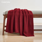 CozeCube Christmas Red Seed Stitch Throw Blanket 50"x60", Farmhouse Decor | - Image 4