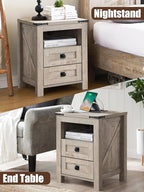 T4TREAM Farmhouse Nightstand Set of 2, Rustic End Table - Image 7