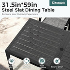 Pamapic Outdoor Dining Sets for 6, Rectangular Steel Slat Table - Image 6