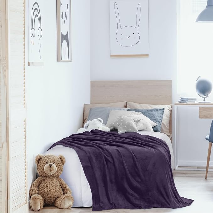 Utopia Bedding Ultra Soft Fleece Bed Blanket Twin Size Purple | Microfiber - Image 9