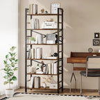 Homeiju 6 Tier Bookshelf, Industrial Bookcase - Image 7