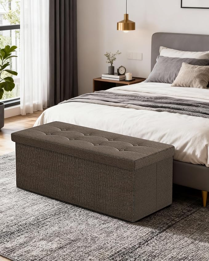 GLAXYFUR 43 Inches Folding Storage Ottoman Bench, Storage Chest, Footrest - Image 2