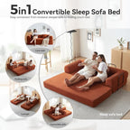Convertible Sleeper Sofa with 2 Pillow, Modern Corduroy Futon Bed, Modular Sofa - Image 3