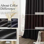 Black 100% Blackout Linen Curtains 102 Inch Length 2 Panels Set - Image 7