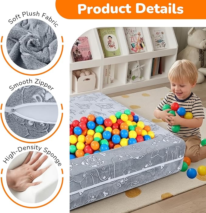 MeMoreCool Kids Sofa Couch, Glow-in-the-Dark Plush Cover, Convertible Foam - Image 6