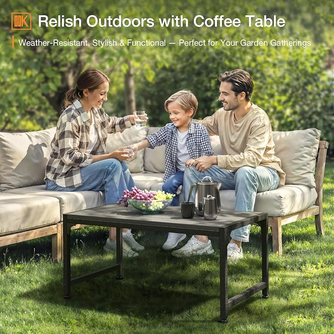 ODK Outdoor Coffee Table, Rectangle Weather-Resistant Patio Coffee Table - Image 4