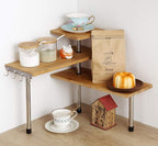 3-Tier Corner Shelf, Bamboo & Metal Storage Rack by HYNAWIN