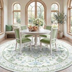 RELEANY Washable Area Rug, Round 8ft, Water Repellent, Pet Friendly, Vintage - Image 2