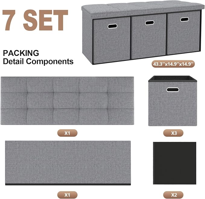 43''W Storage Ottoman Bench - Image 3