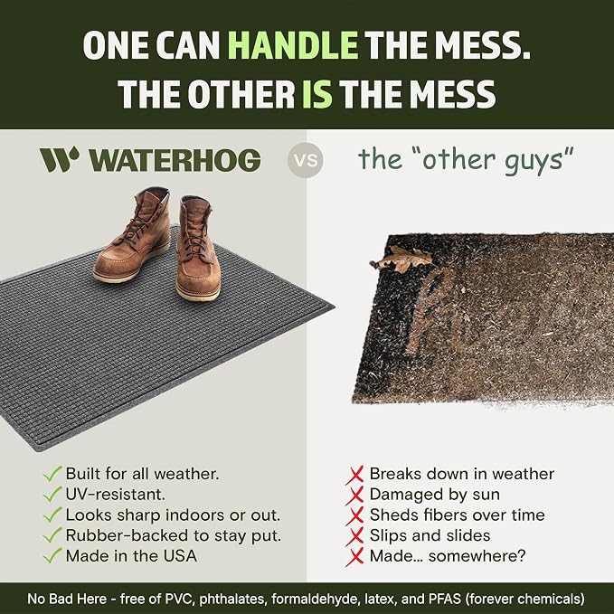 WaterHog Squares Front Door Mat Indoor Outdoor Entrance, All-Weather Mats | - Image 5