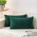Pack of 2 Corduroy Decorative Throw Pillow Covers 12x20 Inch, Dark Green | Fall by Unknown