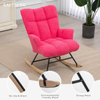 SAETSFEG Rocking Chair Nursery Teddy Upholstered Glider Rocker Rocking Accent - Image 4