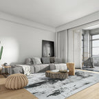 5x7 Area Rugs for Living Room: Washable Abstract Black White Grey Carpet | - Image 3