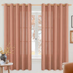 YoungsTex Terracotta Linen Curtains 63 Inch Length by YoungsTex