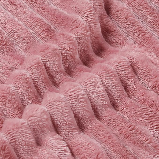 BEDELITE 3D Ribbed Jacquard Pink King Size Blankets - Image 4
