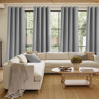 NICETOWN Faux Linen Light Grey Blackout Curtains 84 inches Long - Image 4