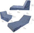 jela Luxury Corduroy Indoor Chaise Lounge, Foldable Sofa Bed Chair - Image 2