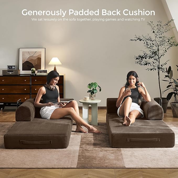 79" Convertible Sofa Bed with Fixed-Shape Frame & Removable Armrests, Modular - Image 2