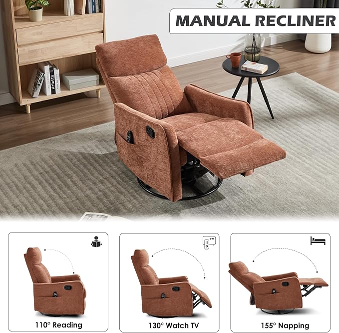 Trustyue Swivel Rocker Recliner Chair, 360° Swivel Recliner - Image 5