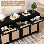 HOKYHOKY 2 Piece Rattan Sideboard Buffet Cabinet, Boho Storage Cabinet - Image 6