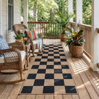 Lahome Checkered Easy Jute Outdoor Runner Rug, 2x6 Kitchen Rugs Washable | by Lahome