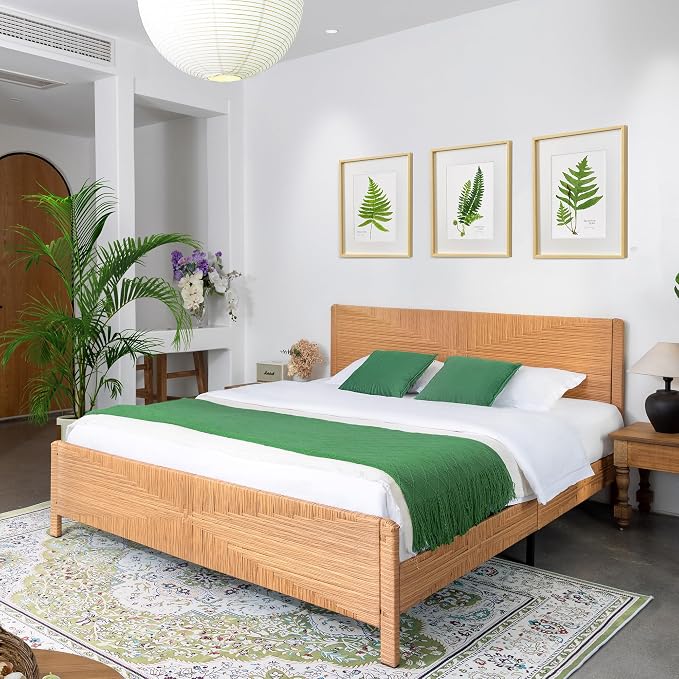Yechen Hand-Woven PE Rattan King Bed Frame - Image 7