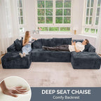 131'' Modular Sectional Cloud Sofa, U-Shaped Boneless Couches - Image 3