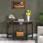 Solid Wood Console Table with Drawer and Storage Shelf, 45.3" Traditional Retro - Image 3
