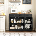 HOSTACK Modern Farmhouse Buffet Sideboard Cabinet, Barn Doors Storage Cabinet - Image 7