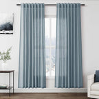 Light Blue Linen Curtains 80 Inches Long 2 Panels Set by Nanspring