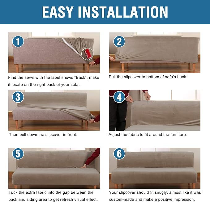 H.VERSAILTEX Real Velvet Futon Cover Armless Sofa Covers Sofa Bed Covers - Image 6