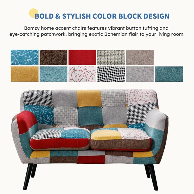 Bonzy Home Modern Boho Loveseat Couch Sofa Chair - Image 3