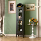 METAN Metal Arched Storage Display Cabinet, 1 Glass Door and Bottom 1 Drawer - Image 2