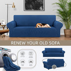 Stretch Couch Covers for Sofa, 3 Cushion Couch Slipcover, Classic Blue - Image 3
