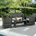 JAMFLY 4 Piece Outdoor Patio Furniture Set, Outdoor Wicker Rattan Chairs - Image 3