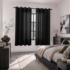 YoungsTex Black Linen Semi Sheer Curtains 63 Inch Length 2 Panels | Bronze - Image 4