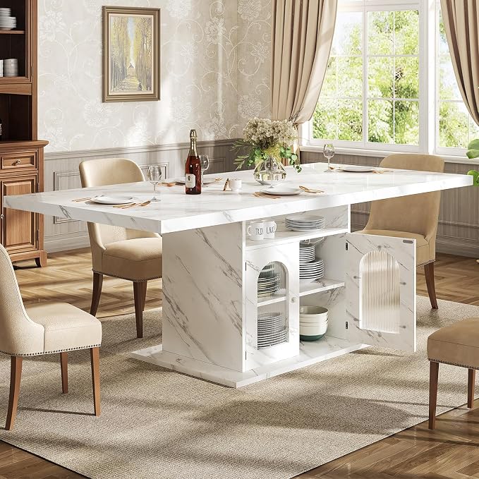 HSH Dining Table for 4–6, Wood Rectangle Dinner Table by HOMESWEETHOME