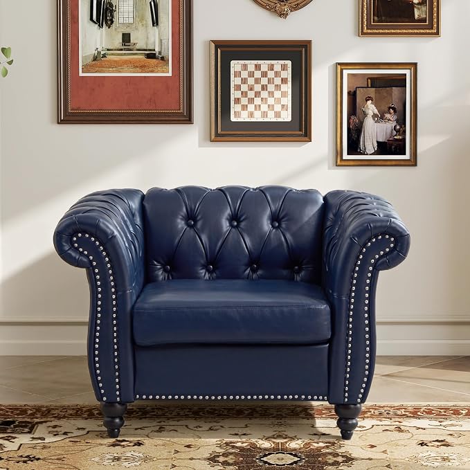Mid-Century Sofa Chair, Faux Leather Accent Chair - Image 3