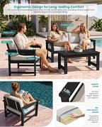 SERWALL 3 Pieces HDPE Outdoor Sofa Bistro Set - Image 2