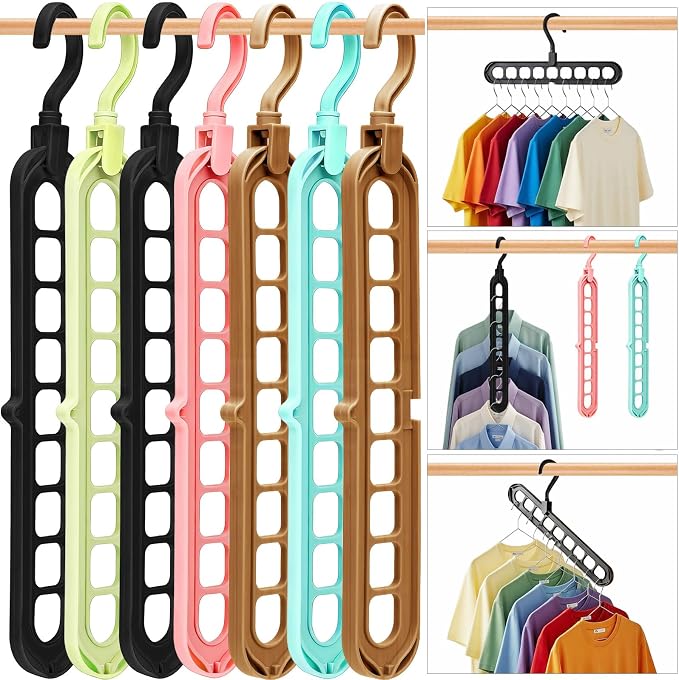 Magic Space Saving Hangers, 7 Pack Multi-Functional Closet Organizers and by HEYHOUSE