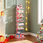 TUTOTAK Bookshelf, 8-Tier Bookcase, Narrow Spine Book Shelf - Image 9