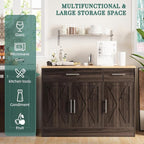 Shintenchi Modern Farmhouse Sideboard Buffet Cabinet, Barn Doors Buffet Cabinet - Image 6