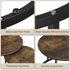 Smuxee Rustic Nesting Coffee Table Set of 2, 27.6" Round Coffee Table Wooden - Image 4