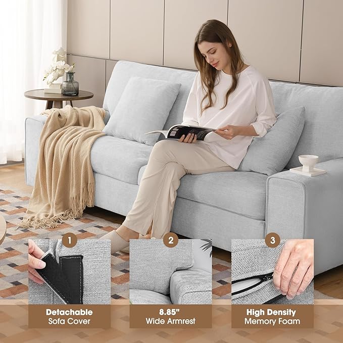 DOPEDIO Modern Living Room Sofa Set, 71.25" Chenille Loveseat - Image 3