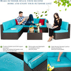 Vongrasig 7 Pieces Outdoor Patio Furniture Sets, Outdoor Sectional Rattan Sofa - Image 3