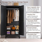 71" Metal Armoire Wardrobe Closet, Steel Clothing Storage Cabinet - Image 3