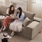 140" Sectional Cloud Couch for Living Room, Modular Floor Deep-Seat Sofa - Image 4