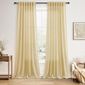 Cream Yellow Linen Curtains 90 Inches Long by Nanspring
