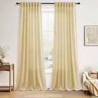 Cream Yellow Linen Curtains 90 Inches Long by Nanspring