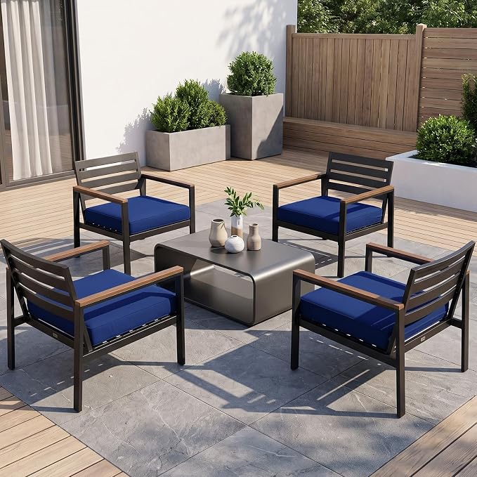 4Pcs Patio Cushion Covers Stretch Outdoor Furniture Protector Slipcovers | - Image 6